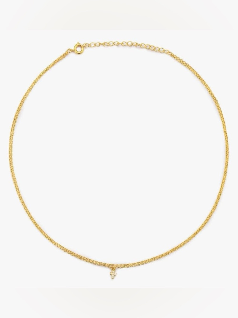 Fervent Tiny CZ Cross Minimalist Choker Necklace 18k Gold Plated Hypoallergenic